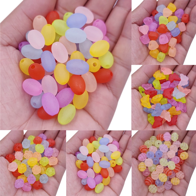 Set 20 Hạt Xỏ Lỗ Hình Hoa / Bướm / Trái Tim Dùng Để Làm Đồ Trang Sức Thủ Công