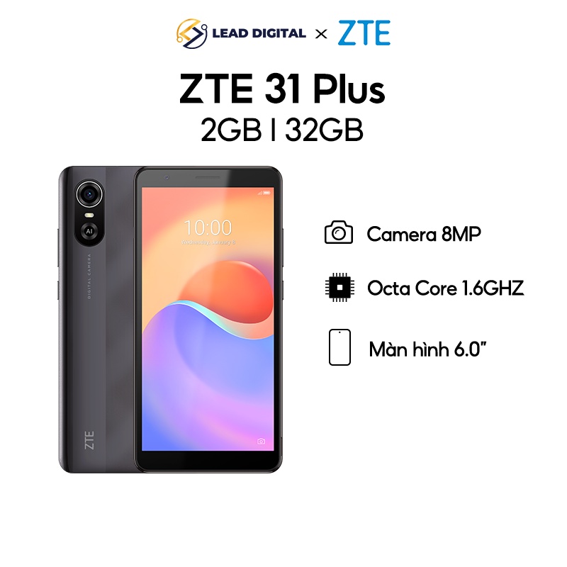 Điện Thoại ZTE Blade A31 Plus 2GB l 32GB l Màn Hình 6 Inch l Android 11 Go