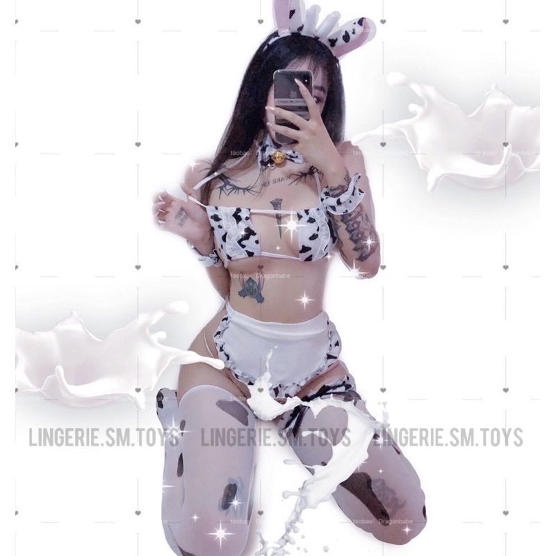 Cosplay Bò Sữa - Hoá trang bò sữa nhiều phụ kiện đi kèm | Cosplay Sexy ME1597