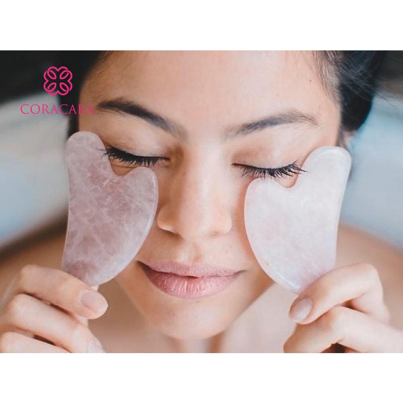 Đá GuaSha Massage Mặt TA Hồng Mát Xa Giúp Thon Gọn Nâng Cơ Trẻ Hóa Coracara