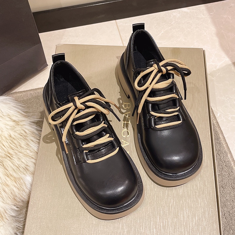 Giày Da Đế Dày Buộc Dây Phong Cách Anh Quốc Cổ Điển