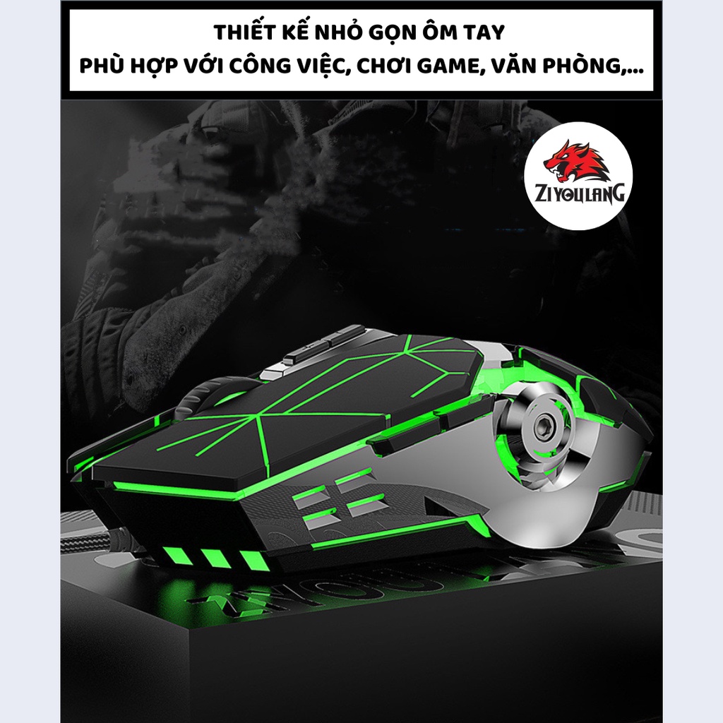 Chuột Gaming Mouse Máy Tính Có Dây ZiyouLang V8 Led RGB 7 Màu, Thiết Kế Độc Lạ, Trục Đối Xứng, Phù Hợp Laptop/Pc