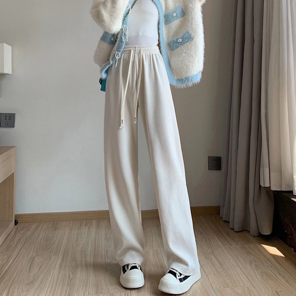 Quần dài SUXI ống rộng phối dây rút phong cách cổ điển thời trang dành cho nữ