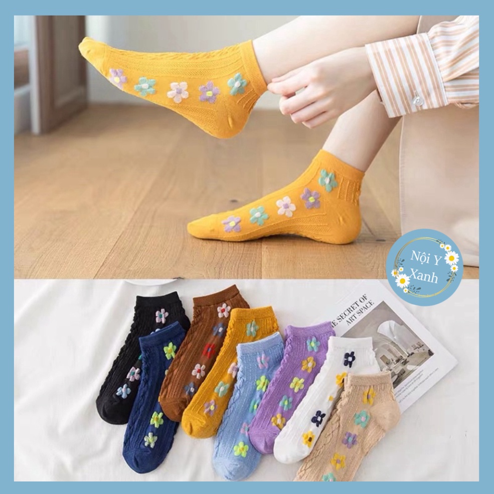 Tất vớ nữ họa mi vật liệu vải Hàn co và giãn bốn chiều,kiểu dáng thêu hoa phong thái tối tân tt8 nội y xanh, chất ấm, th