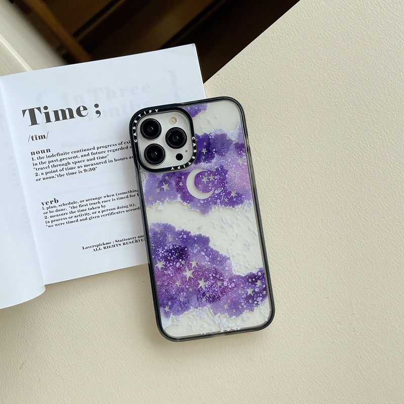 Ốp Điện Thoại Nhựa PC Cứng Mạ Màu Hình Bầu Trời Đêm Cho iPhone 14 14Pro 11 12 13 Pro Max