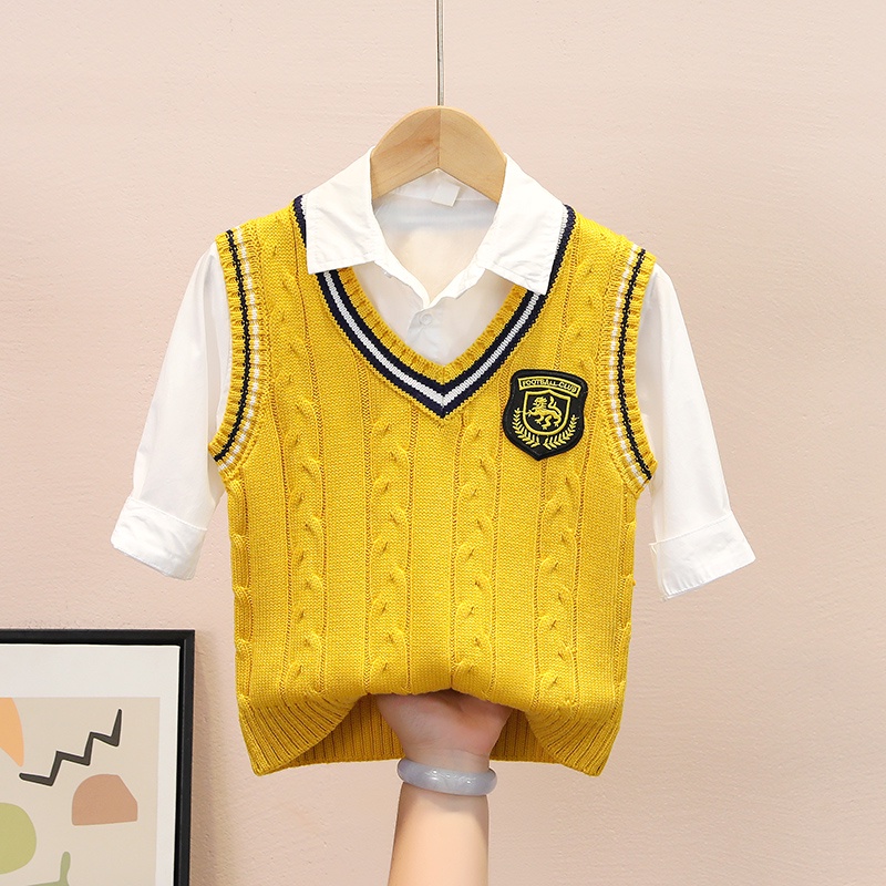 Áo Sweater Dệt Kim Sát Nách Cổ Chữ v Vải Cotton Mỏng Thời Trang Cho Bé