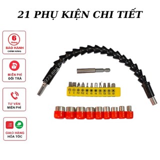 Bộ Tháo Vít tháo Bulong 21 Chi Tiết có dây nối dài dùng cho máy khoan pin, máy bắt vít