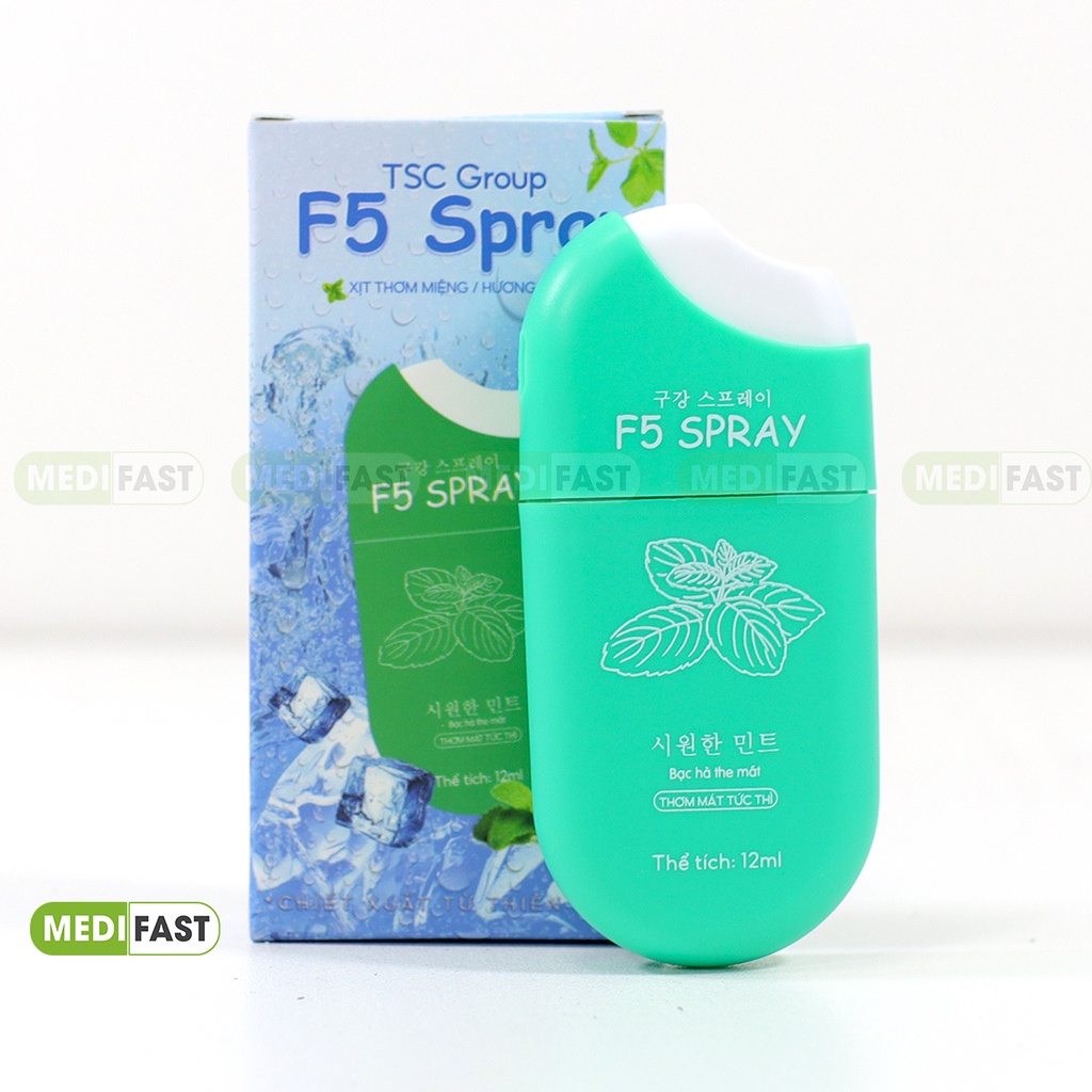 Chai xịt thơm miệng greelux, f5 spray vị đào,dâu, bạc hà kháng khuẩn thơm mát, khử mùi hôi, làm sạch khoang miệng
