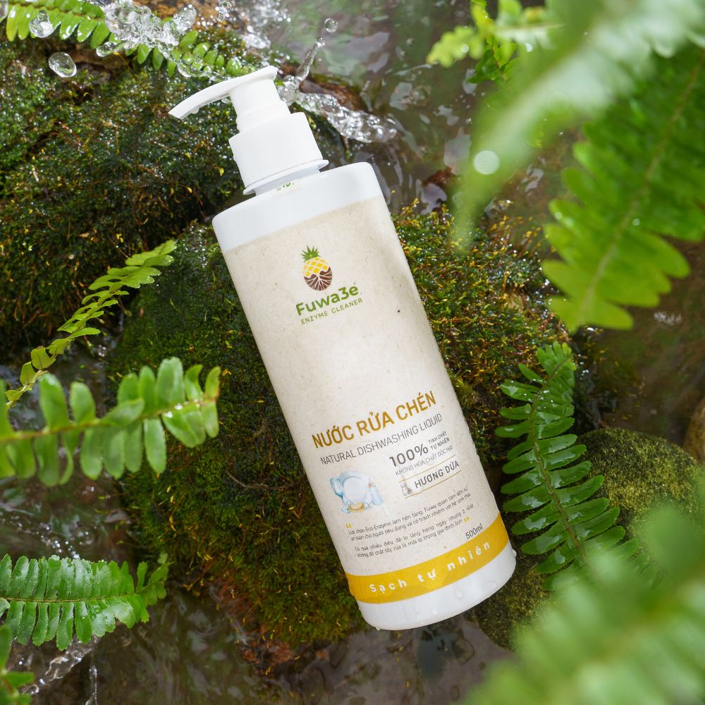 Nước Rửa Bát Hữu Cơ Fuwa3e Organic Enzyme Sinh học 500ml và 3,8L An Toàn Cho Bé Bảo Vệ Da Tay Công Nghệ Lên Men Trái Cây