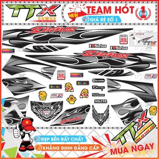 Tem xe sirius đen xám trắng lửa siêu đẹp - tem rời sirius lửa trắng đen hót - mẫu tem sirius đen xám trắng