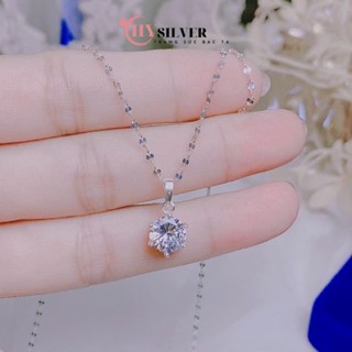 Dây chuyền bạc ta mặt đá 10 ly hàng loại 1 móc treo to đá sáng vòng cổ nữ bạc thật giá rẻ