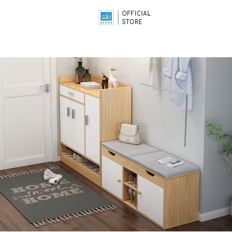 Tủ Giày Đa Năng Kiêm Tủ Để Đồ Có Ghế Bọc Nệm Đa Chức Năng Thương Hiệu SIB Decor