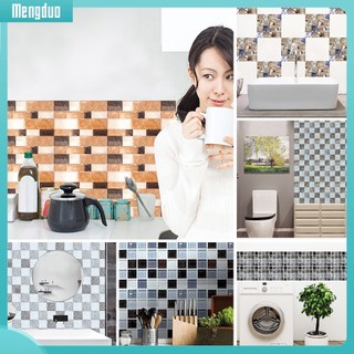 Bộ 6 miếng dán tường chống nước họa tiết gạch ốp lát phong cách Châu Âu dùng trong nhà tắm/nhà bếp kích thước 20x20cm