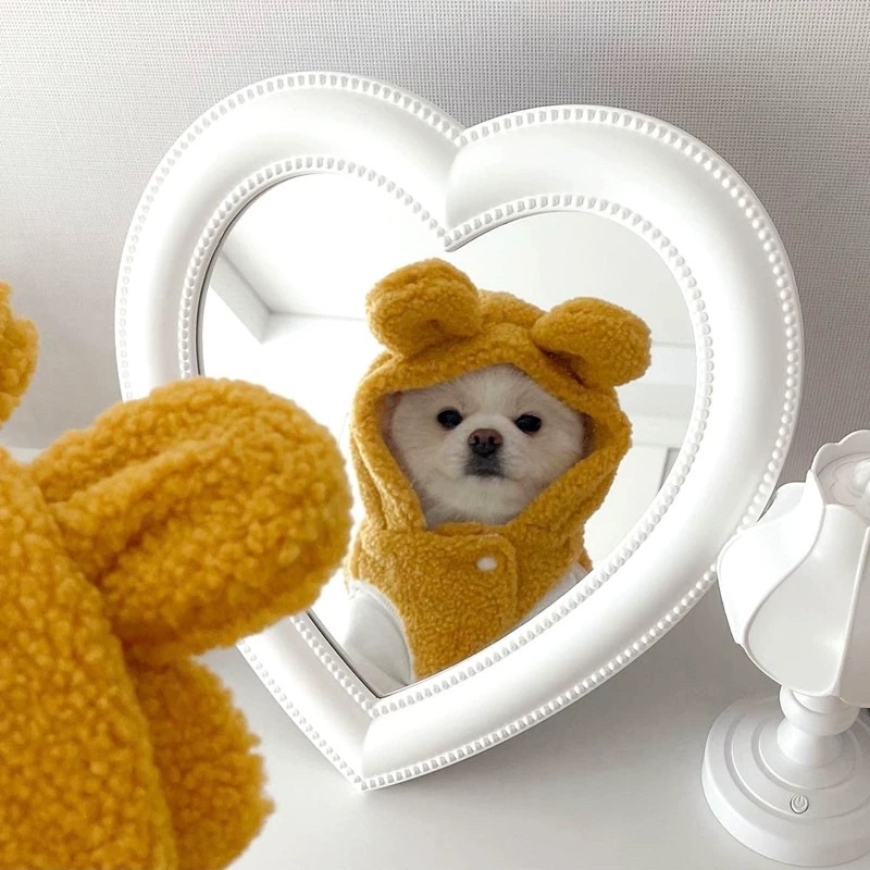 Áo gile lông cho chó mèo có mũ hình gấu