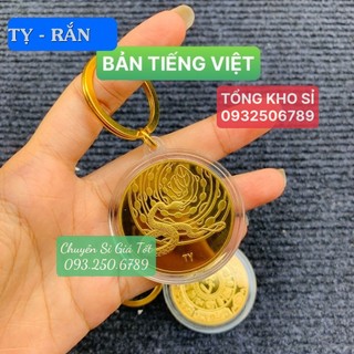 Móc khoá đồng xu 12 con giáp siêu đẹp, phong thuỷ may mắn
