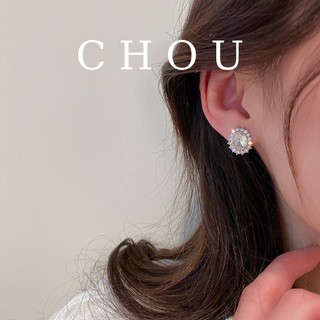 Bông Tai Oval Đính Đá | CHOU ACCESSORIES |