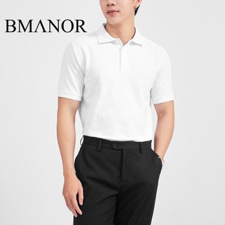 Áo polo nam bmanor basic - white form regular fit