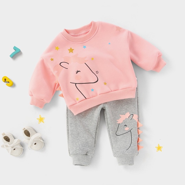 ⚡ FLASH SALE ⚡ - Bộ dài tay cho bé, quần áo thu đông trẻ em. Cotton nỉ da cá giữ ấm nhẹ, họa tiết Unicorn - XG061