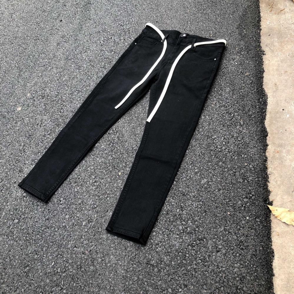 Quần jean nam Streetwear DATINO form Skinny màu đen chất Denim co giãn, bền màu ™️
