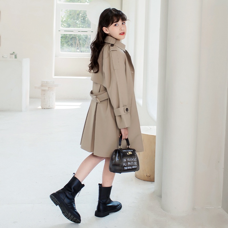 Áo Gió Cao Cấp Cho Bé Gái 8 Tuổi Phong Cách Trẻ Trung, Áo Khoác Măng Tô Mùa Xuân Và Mùa Thu Chất Cotton Dày Dặn