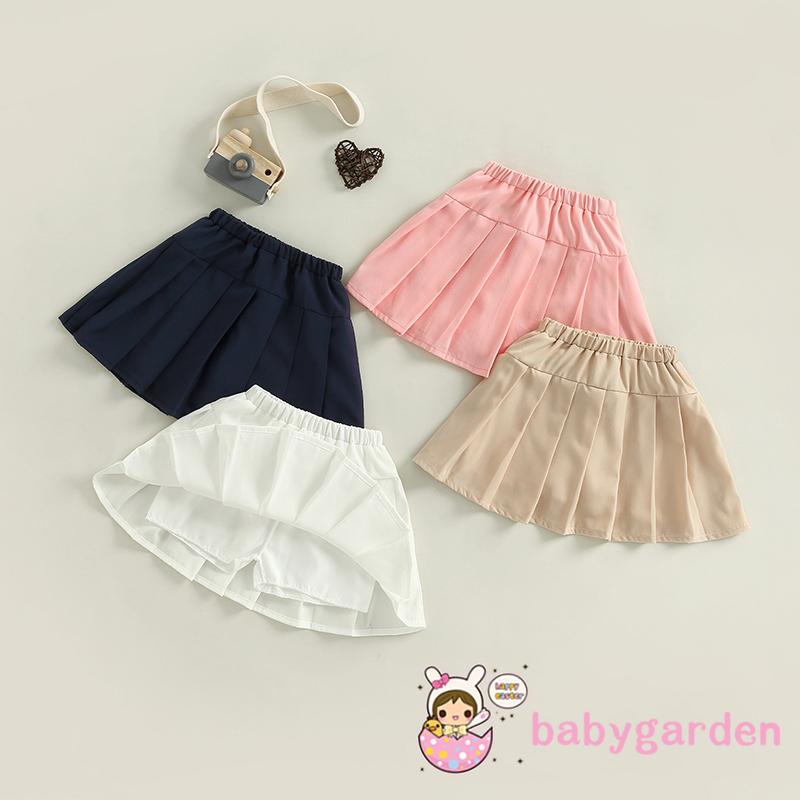 Chân Váy Xếp Ly Lưng Cao Màu Trơn Thời Trang Mùa Xuân Cho Bé Gái 1-6 Tuổi