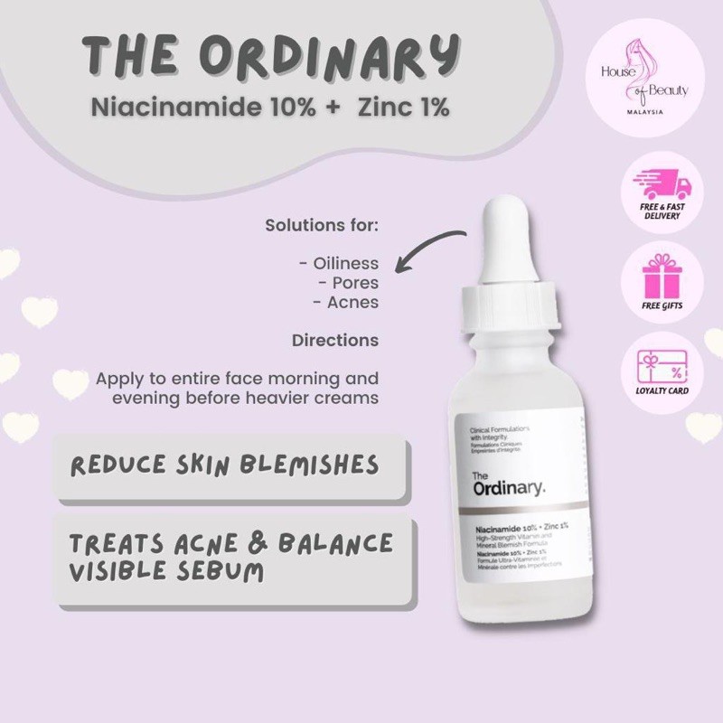 Serum The Ordinary Niacinamide 10% + Zinc 1% Giúp Cân Bằng Bã Nhờn Làm Sáng Da Thu Nhỏ Lỗ Chân Lông 30ml authentic