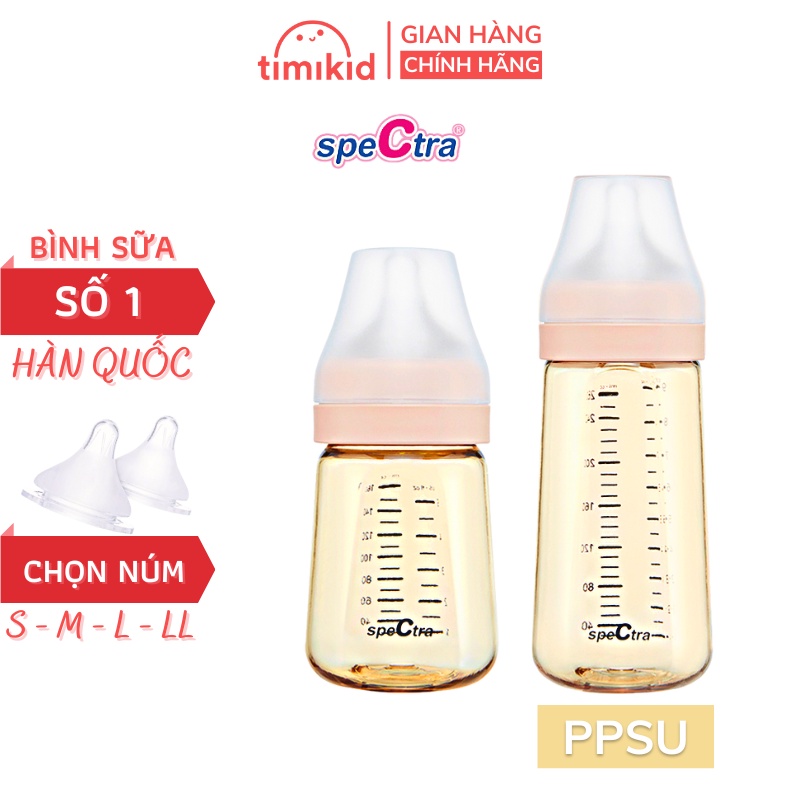Bình Sữa Spectra Hàn Quốc Cổ Rộng Chất Liệu PPSU Cao Cấp Như Pigeon Moyuum Hegen - 160ml/240ml - Được Chọn Núm