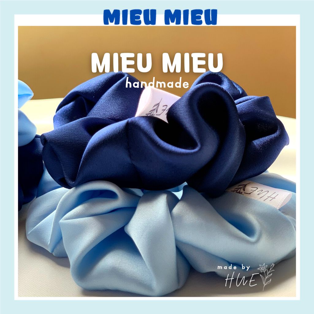 Scrunchies cột tóc handmade lụa satin mềm mịn bảo vệ tóc S1008