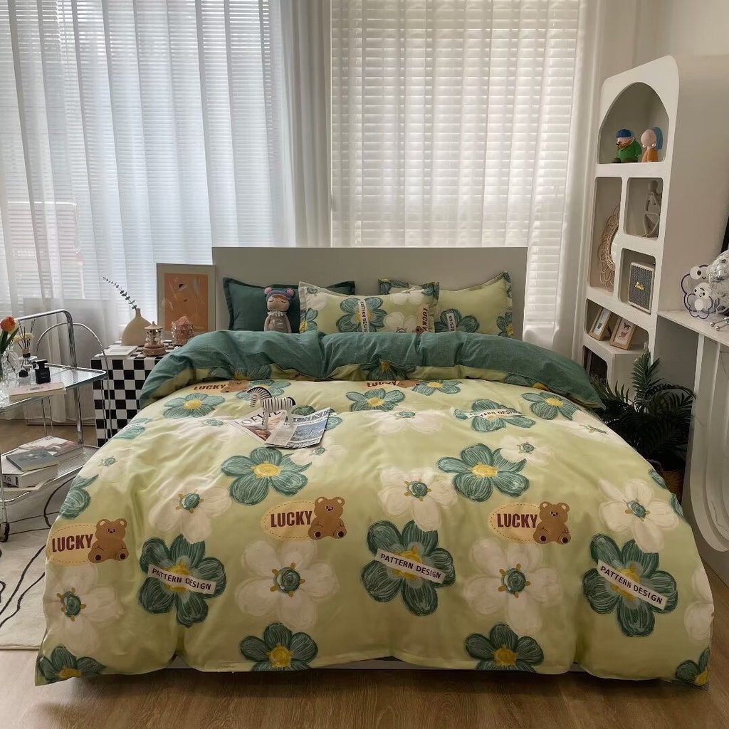 Bộ chăn ga gối cotton poly MD.Decor - Bedding phòng ngủ vintage phân loại hoa lá màu sắc dễ thương m4 m6 m8