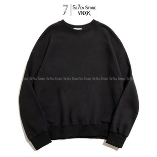 Áo Sweater trơn - Áo nỉ trơn [Muahmuah + Acover] màu đen form rộng Hàn Quốc Unisex nam nữ mặc được