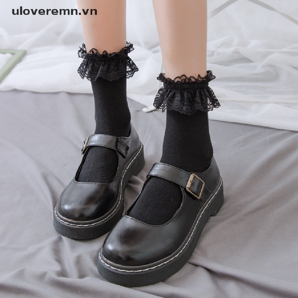 Đôi Vớ Ren Phối Bèo Nhún Phong Cách Lolita Nhật Bản Thời Trang Cho Nữ