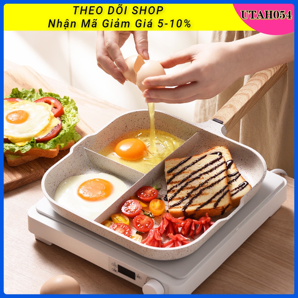 [Hàng HOT] Chảo Chiên Trứng 3 trong 1 Hợp kim nhôm 3 Ngăn  chống dính nhà bếp đa năng Làm bữa sáng【Utah054】