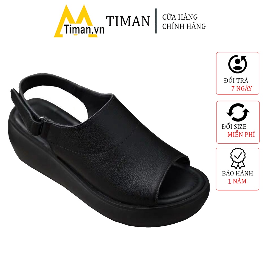 Giày sandal nữ 3 phân đế xuồng đi học cao gót kiểu xỏ ngón đế bệt dáng bánh mì bảo hành 1 năm XN62 TIMAN