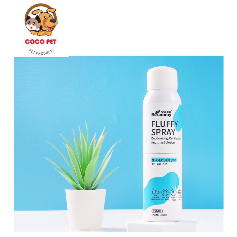 Sữa Tắm Khô Nước Hoa Dạng Xịt Phun Sương Khử Mùi Dưỡng Lông Cho Chó Mèo Thú Cưng 200ml