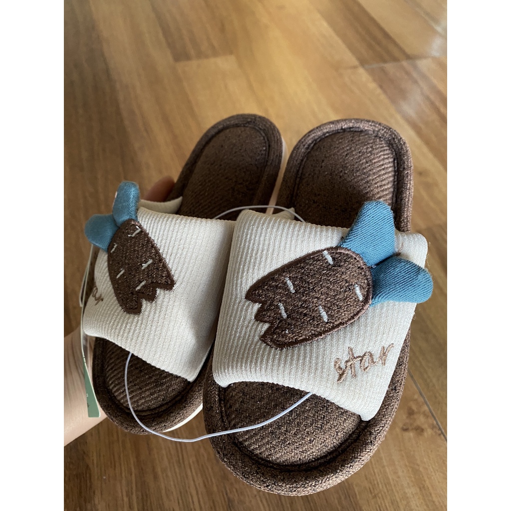 Dép đi trong nhà vải lanh thời trang cho bé dài chân 18cm