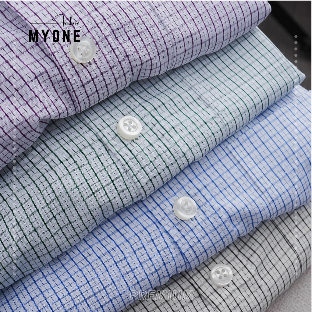 Áo sơ mi kẻ nhỏ nam dài tay, form slimfit, 5 màu, chất liệu cotton, co giãn tốt, MyOne SMK5M