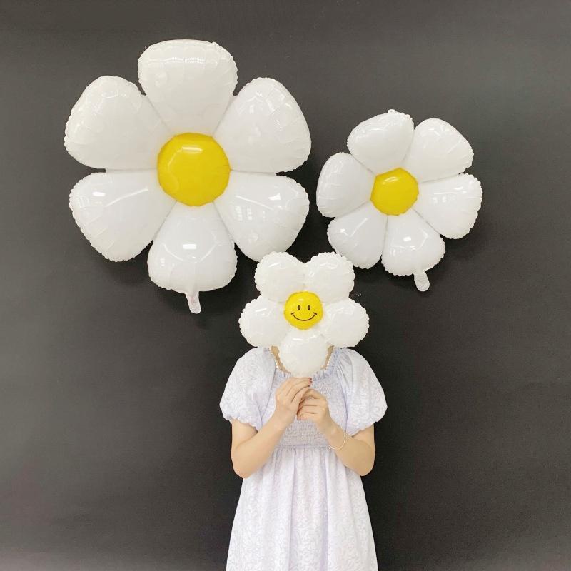 Bóng kiếng bông hoa cúc 3 size trang trí tiệc sinh nhật happy birhtday