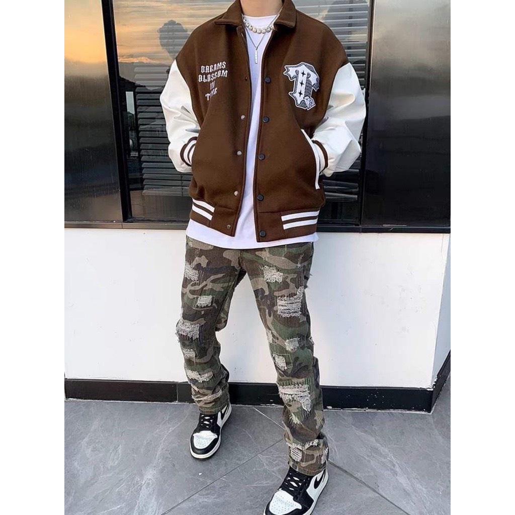 Áo Varsity Jacket Ullzang TIME MONNEY - Áo khoác Cardigan Bomber Unisex phối bo siêu hot - LOUSI.SG