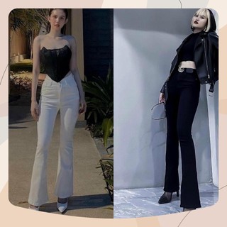 Quần jean ống loe lưng cao màu đen ,trắng co giãn hàng cao cấp