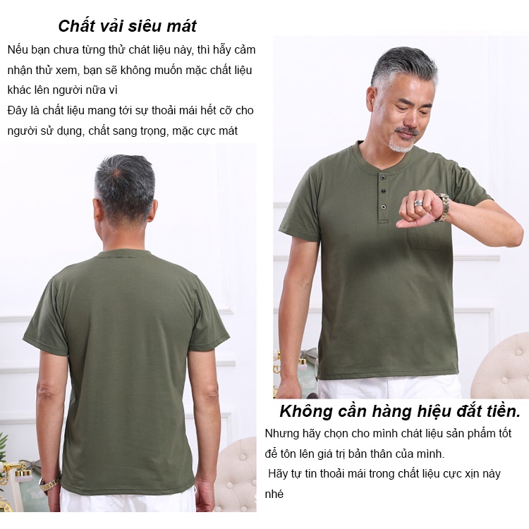 Áo thun nam trung niên THÁI KHANG vải cotton 100% siêu mát co dãn 4 chiều ATHUN37