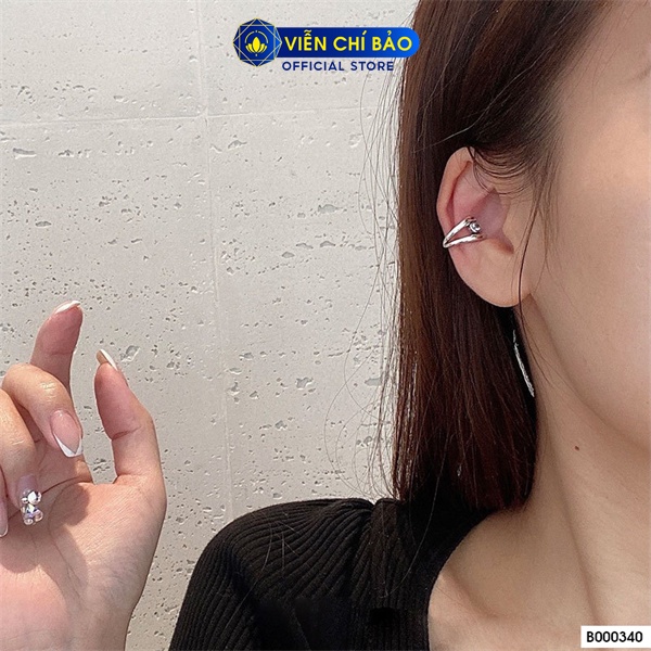 Bông tai bạc nữ  kẹp vành Queen (1 chiếc) chất liệu bạc 925 thời trang phụ kiện trang sức Viễn Chí Bảo B000340