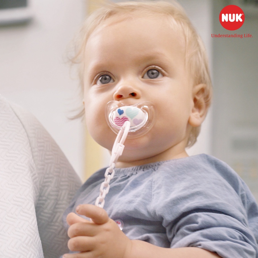 Dây đeo ti giả NUK nhựa Tritan thân thiện cho bé 0-36 tháng siêu nhẹ nhiều họa tiết 220mm Homedy Kids