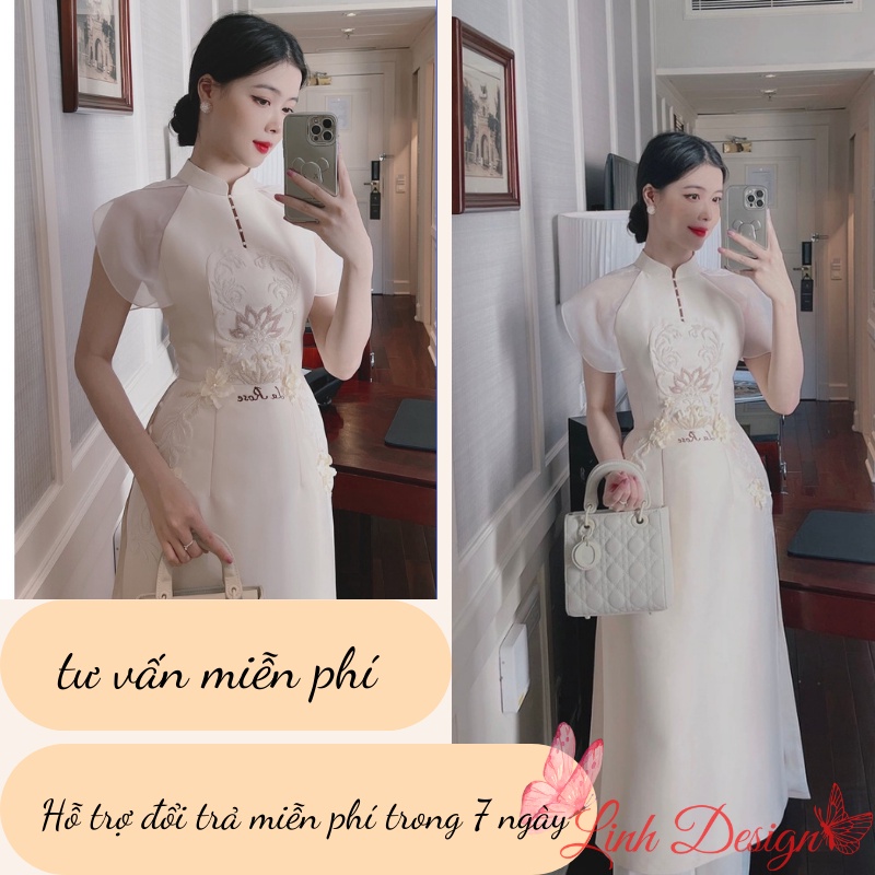 Áo Dài Cách Tân Larose Tiểu Thư Sang Chảnh , Chất Tatta Đính Kết Tinh Sảo Đơn Giản Phù Hợp Cho Các Nàng Đi Dự Tiệc