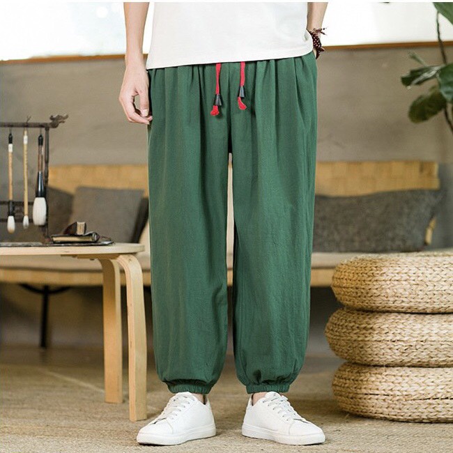 Quần Jogger Nam Lửng Chất Liệu Thô Đũi