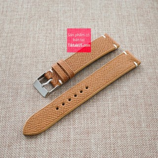 Dây đồng hồ da bò thật vân EPSOM không may chỉ viền size 18mm - 20mm - 22mm