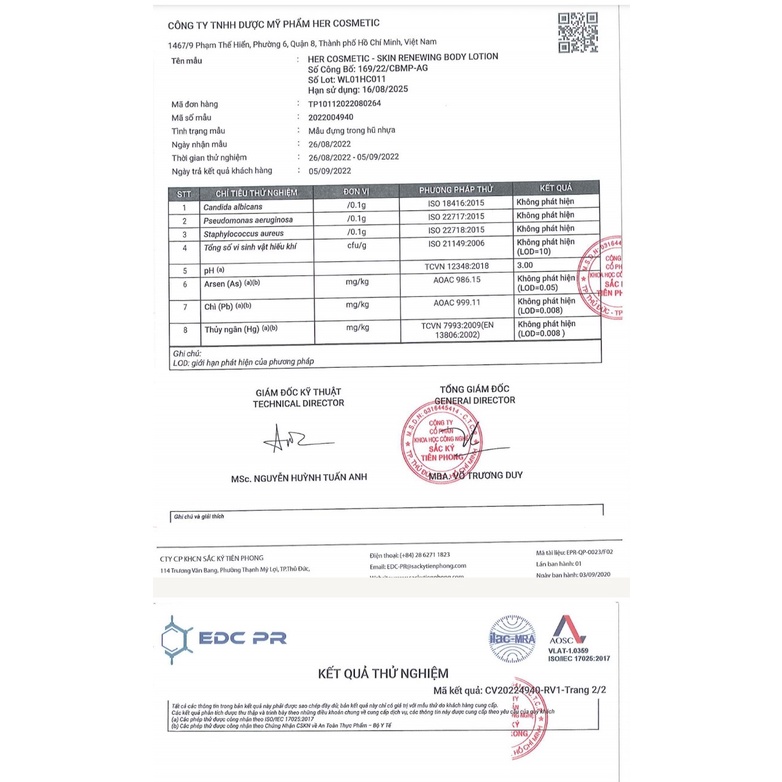 Kem Body Dưỡng Trắng Dưỡng Ẩm Da Her Cosmetic, Body TREATMENT, RETINOL, NIACINAMIDE, ALPHA  ARBUTIN, Xoá Mờ Thâm Sạm