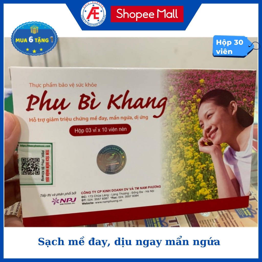 Phụ Bì Khang – Hỗ trợ giảm triệu chứng mề đay, mẩn ngứa, dị ứng - Hộp 30 viên