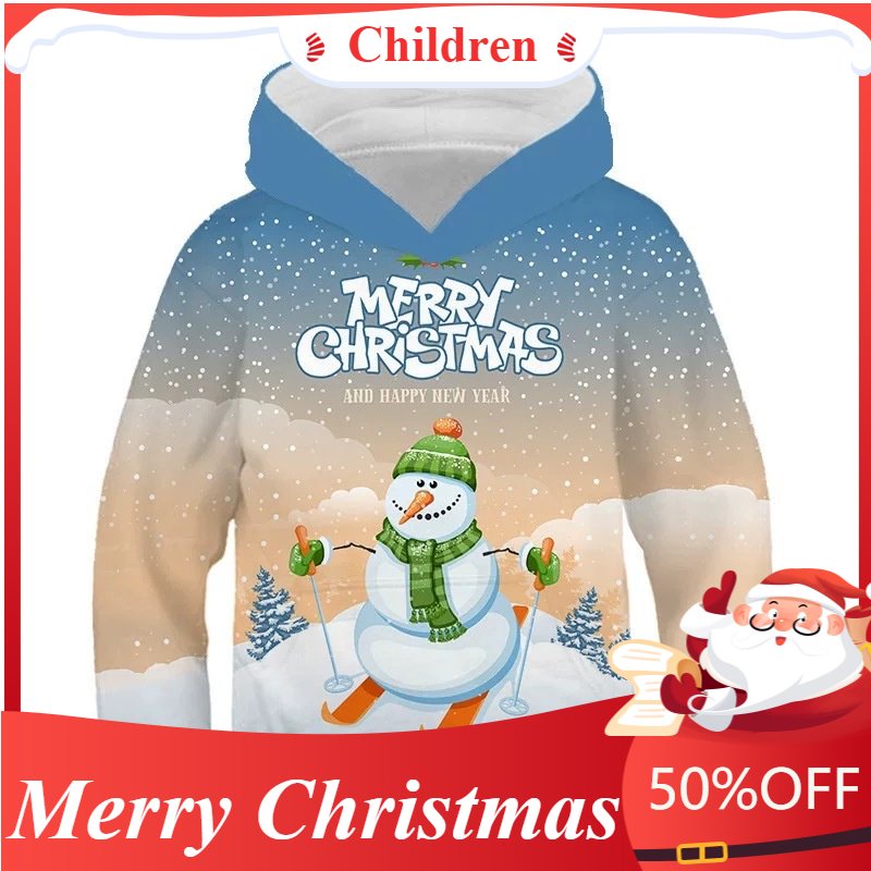 Áo hoodie In Hình Người Tuyết Giáng Sinh Kỹ Thuật Số 3D Mới Bán Trực Tiếp Từ Nước Ngoài Cho Nam Và Nữ