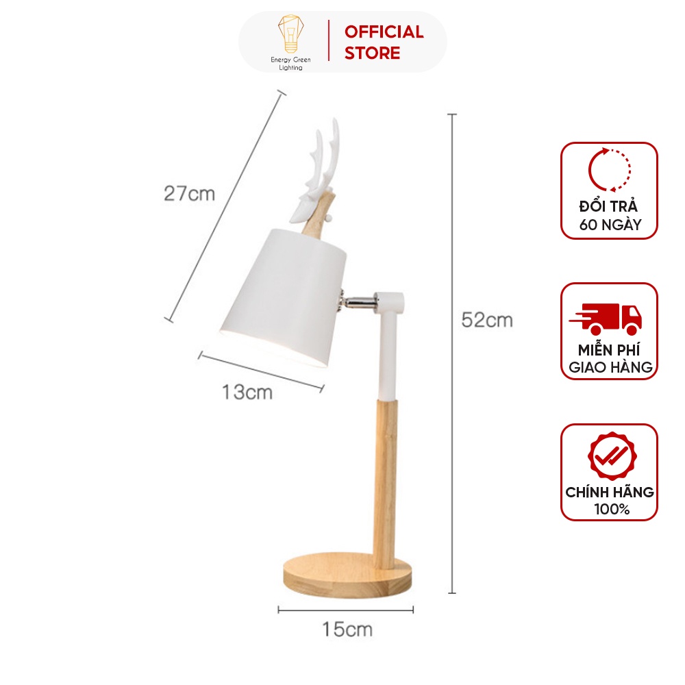 Đèn Bàn Sừng Hươu DB-3041 Energy Green Lighting Kiểu Dáng Sang Trọng - 2 Màu Thanh Lịch