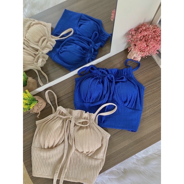 Áo hai dây áo croptop rút dây cột nơ đi biển xinh xắn 086 (Giá sỉ) Lissa